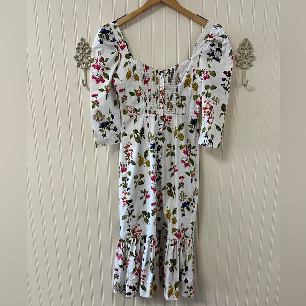 NWOT Cara Cara Busy Ruffle-Bottom Midi Dress Size 4 Botanical Ivory - Picture 5 of 9